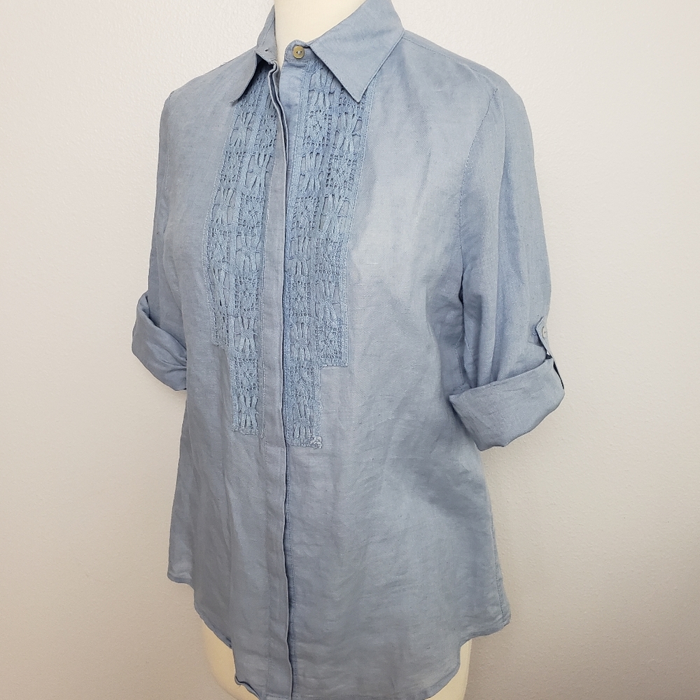 Max Studio Linen blend button down XS RN # 58822 - Picture 1 of 8